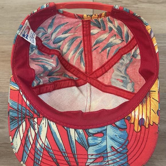 Vintage Jose Cuervo Tequila Snapback Hat Tropical Floral Embroidered Red EUC - Picture 7 of 7